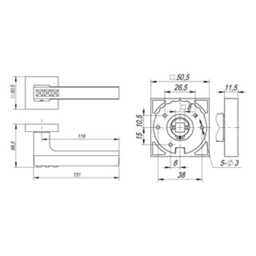 Ручка раздельная CRYSTAL FLASH DM CP-8 хром