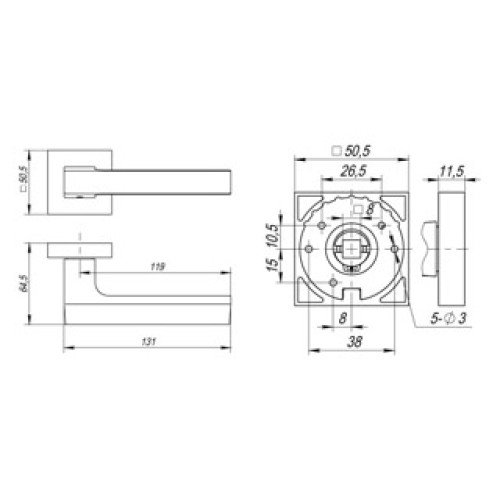 Ручка раздельная FLASH DM CP/WH-19 хром/белый