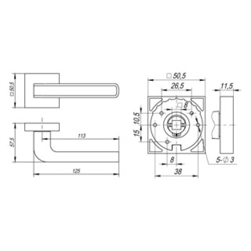 Ручка раздельная NEO DM CP/WH-19 хром/белый