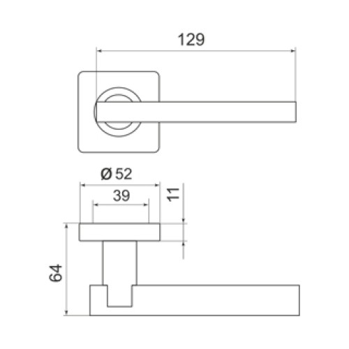 Ручка раздельная ORBIS SQ004-21SN/CP-3 матовый никель/хром