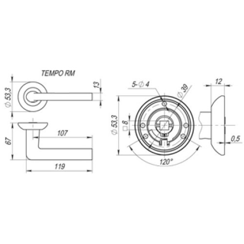 Ручка раздельная TEMPO RM SN/CP-3