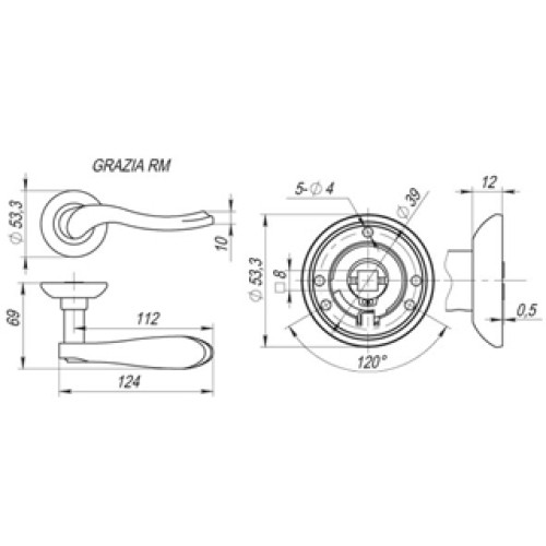 Ручка раздельная GRAZIA RM SN/CP-3