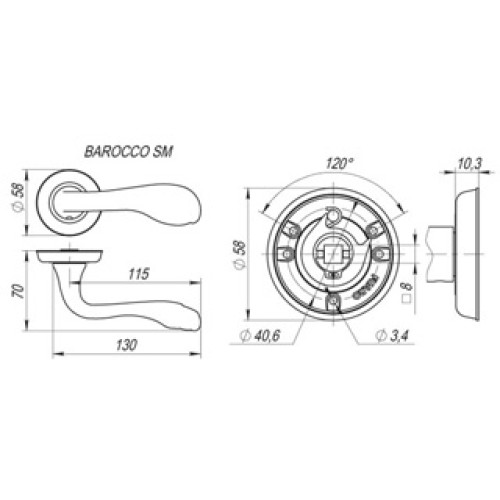 Ручка раздельная BAROCCO SM GOLD-24 золото 24К