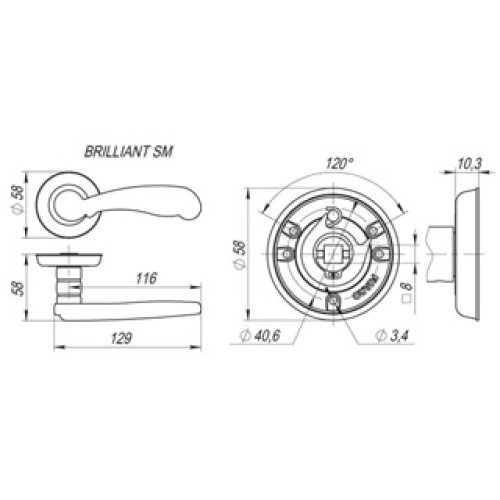 Ручка раздельная BRILLIANT SM GOLD-24 золото 24К