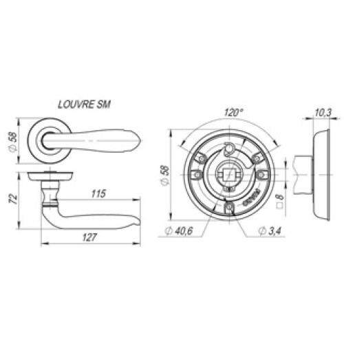 Ручка раздельная LOUVRE SM AS-3 античное серебро