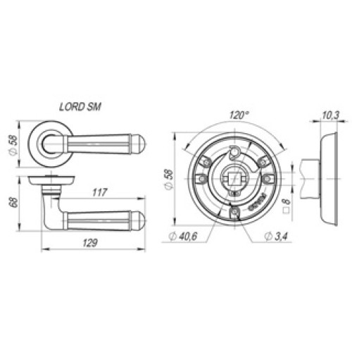 Ручка раздельная LORD SM MAB-6 темная бронза