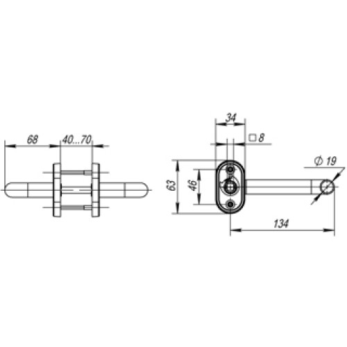 Ручка раздельная DSS-0203P/19 (нержавейка), квадрат 8×140 мм
