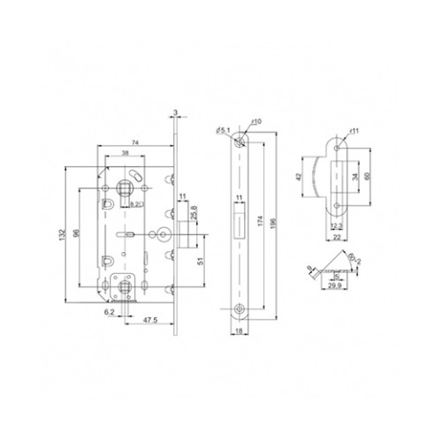 Защелка Punto врезная PL96WC-50 WH (белый)