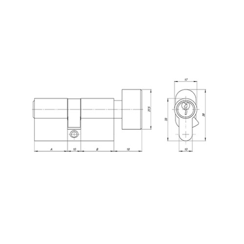 Цилиндровый механизм AZ102/80 mm (30+10+40) CP хром 5 кл.