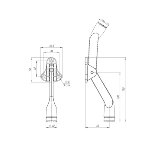 Упор дверной напольный STOPPER-100 BL (черный) козья ножка