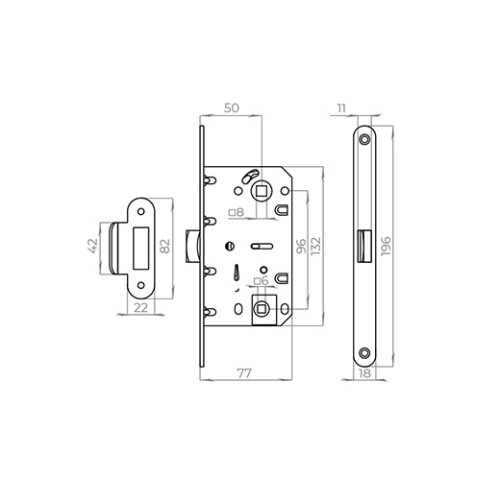 Защелка врезная PLASTLP96WC-50 CP хром