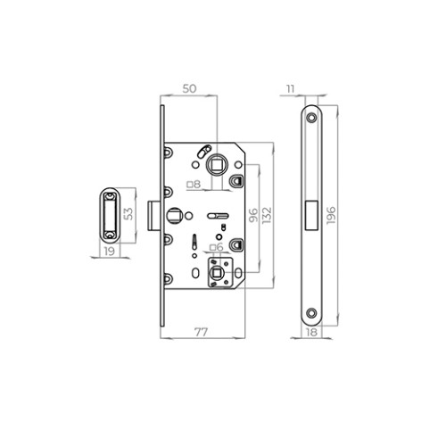Защелка врезная MAGNLN96WC-50 (LN96WC-50) BL черный