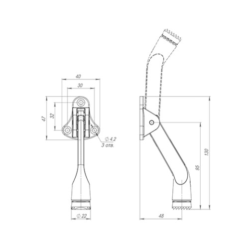 Упор дверной напольный STOPPER-100 SN (мат.никель) козья ножка