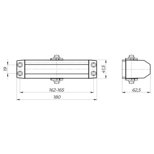 Доводчик Ajax (Аякс) дверной DCTR80-140 (TDR-140) 80-140кг AL алюминий