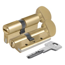 Цилиндровый механизм с вертушкой 164 DBM-E/90 (40+10+40) mm латунь 5 кл. БЛИСТЕР