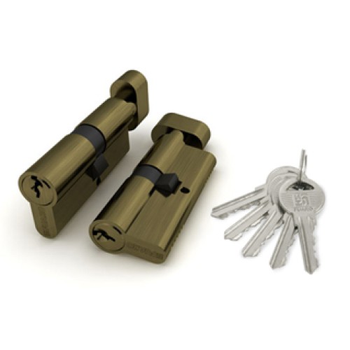 Цилиндровый механизм с вертушкой 100 ZM 70 mm (30+10+30) AB бронза 5 кл.