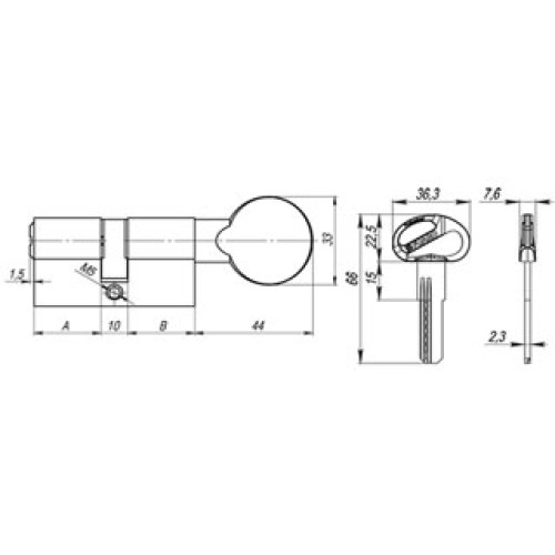 Цилиндровый Fuaro (Фуаро) механизм (D-PRO502/120) D-PRO5002Knob120(55+10+55) CP хром 5Key
