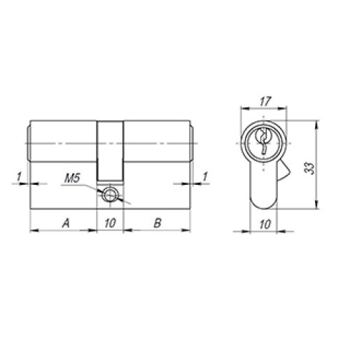 Цилиндровый механизм AX100/80 mm (35+10+35) CP хром 5 кл.