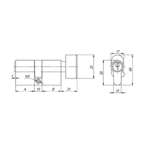 Цилиндровый механизм  с вертушкой AX102/80 mm (30+10+40) CP хром 5 кл.