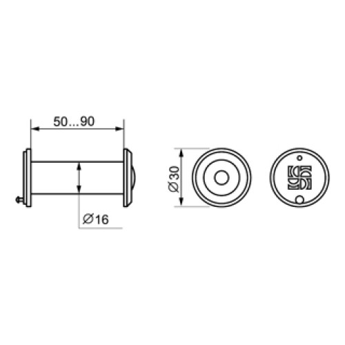 DVZ3, 16/200/50×90 (оптика пластик, угол обзора 200) CP Хром