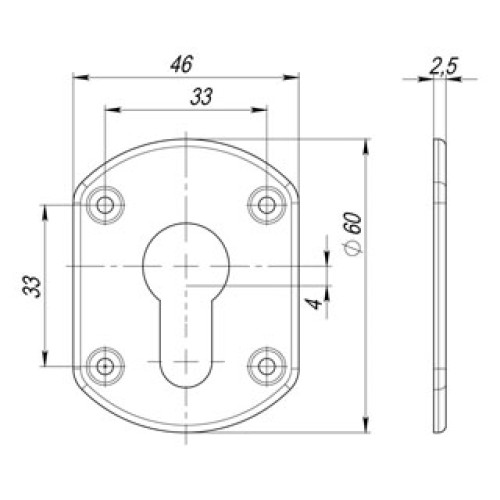 Декоративная накладка ESC031-CP-8 (ХРОМ) на цилиндр (2 шт)