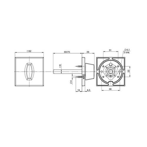 Ручка поворотная BKW8x75 RL (хром) CP-8