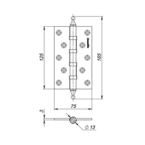 Петля универсальная 5500A (500-A5) 125х75х3 GP Золото Box