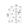 Петля универсальная 2BB 125x75x2,5 PN (перл. никель)