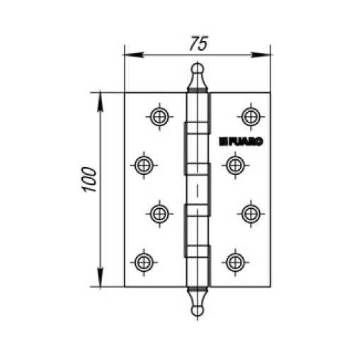 Петля универсальная 4BB/A/BL 100x75x2,5 SB (мат. золото) БЛИСТЕР