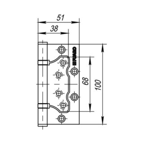 Петля универсальная без врезки 500-2BB 100×2,5 PB (латунь)