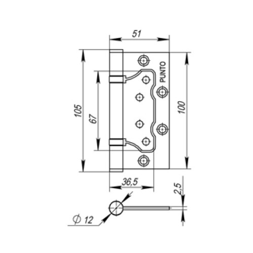 Петля универсальная без врезки 200-2B 100×2,5 CP (хром)