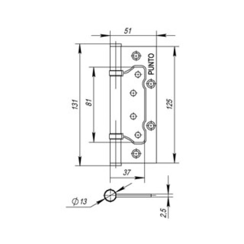 Петля универсальная без врезки 200-2B 125×2,5 AB (бронза)