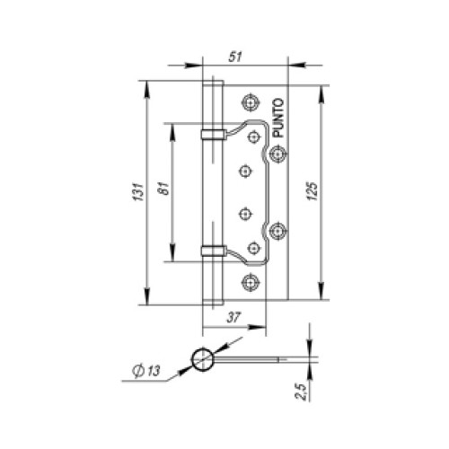 Петля универсальная без врезки 200-2B 125×2,5 CF (кофе)