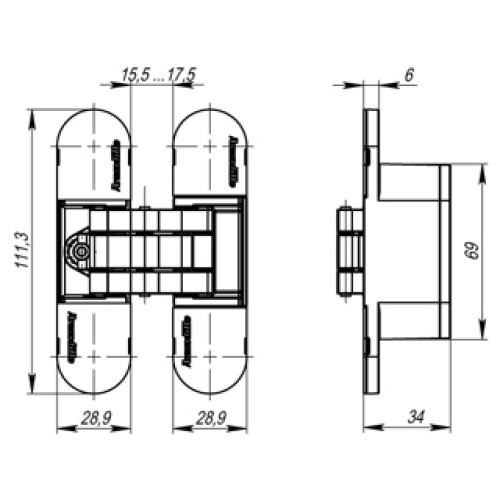 Петля скрытой установки  с 3D-регулировкой UNIVERSAL 3D-ACH 60 BL Черный