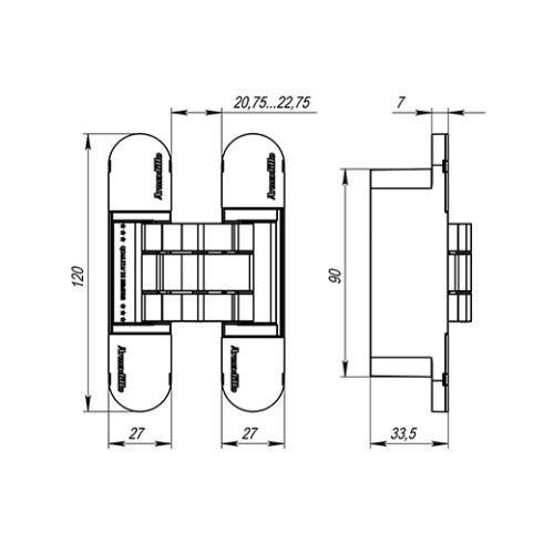 Петля Armadillo скрытой установки U3D7000 BL (12060UN3D) черный TECH