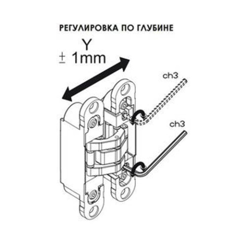 Петля скрытая универсальная Invisacta 3D (120×30 мм, 60 кг, никель матовый)