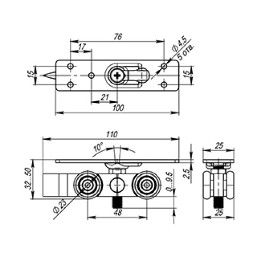 Комплект роликов для раздвижных дверей DIY Comfort 80/4 kit (877+882)