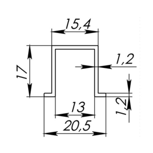 Нижняя направляющая Comfort R 60/80/1000 bottom track (1 м)