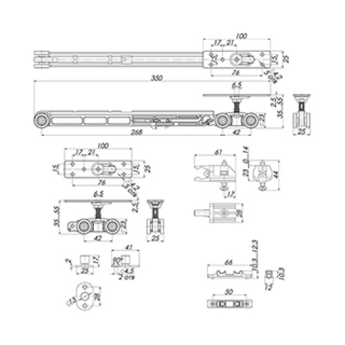 Комплект для раздвижных дверей Comfort – PRO SET 3 /soft close+roller/ 80 (CFA170B)