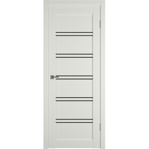 Межкомнатная дверь Emalex E28 ДО цвет MidWhite стекло black gloss