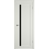 Межкомнатная дверь Emalex E34 ДО цвет MidWhite стекло black gloss