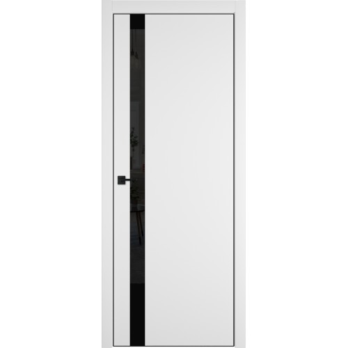 Межкомнатная дверь Urban 1 SV цвет Ice кромка Black Edge стекло Lacobel черный лак