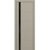 Межкомнатная дверь ART Lite Groove ДО цвет Серый шелк эмаль RAL 7044 кромка нет стекло Lacobel черный лак