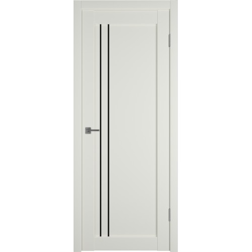 Межкомнатная дверь Emalex E33 ДО цвет MidWhite стекло black gloss