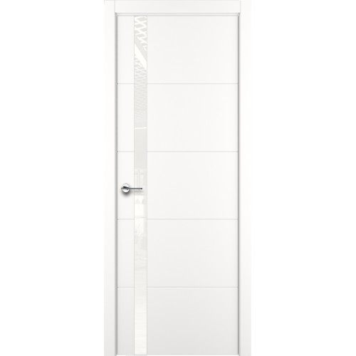 Межкомнатная дверь ART Lite Groove ДО цвет Белая эмаль кромка нет стекло Lacobel White Pure 