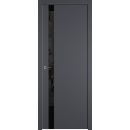 Межкомнатная дверь Urban 1 SV цвет Onyx кромка Silver Edge стекло Lacobel черный лак