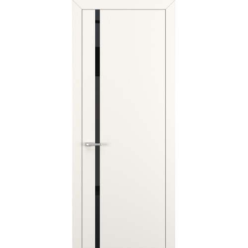 Межкомнатная дверь Квалитет К1 цвет Молочный матовый кромка ABS стекло Lacobel Black Classic