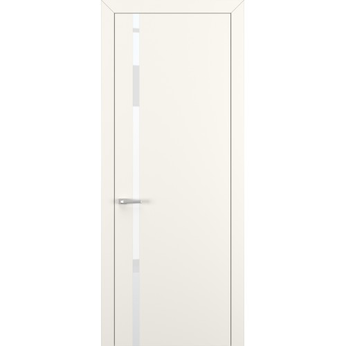 Межкомнатная дверь Квалитет К1 цвет Молочный матовый кромка ABS стекло Lacobel White Pure 