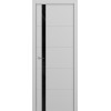 Межкомнатная дверь ART Lite Groove ДО цвет Светло-серая эмаль RAL 7047 кромка нет стекло Lacobel черный лак