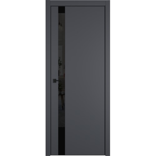Межкомнатная дверь Urban 1 SV цвет Onyx кромка Black Edge стекло Lacobel черный лак